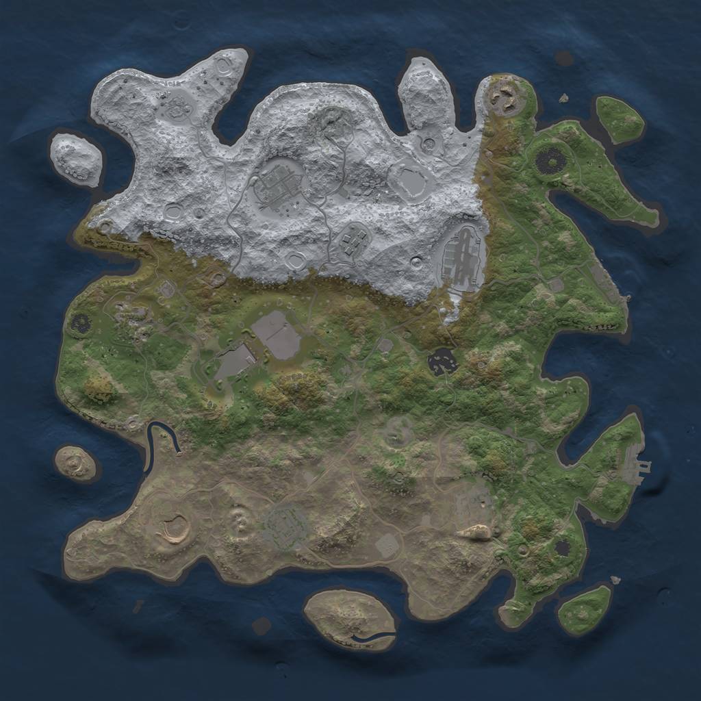 Rust Map: Procedural Map, Size: 3700, Seed: 2037535895, 17 Monuments