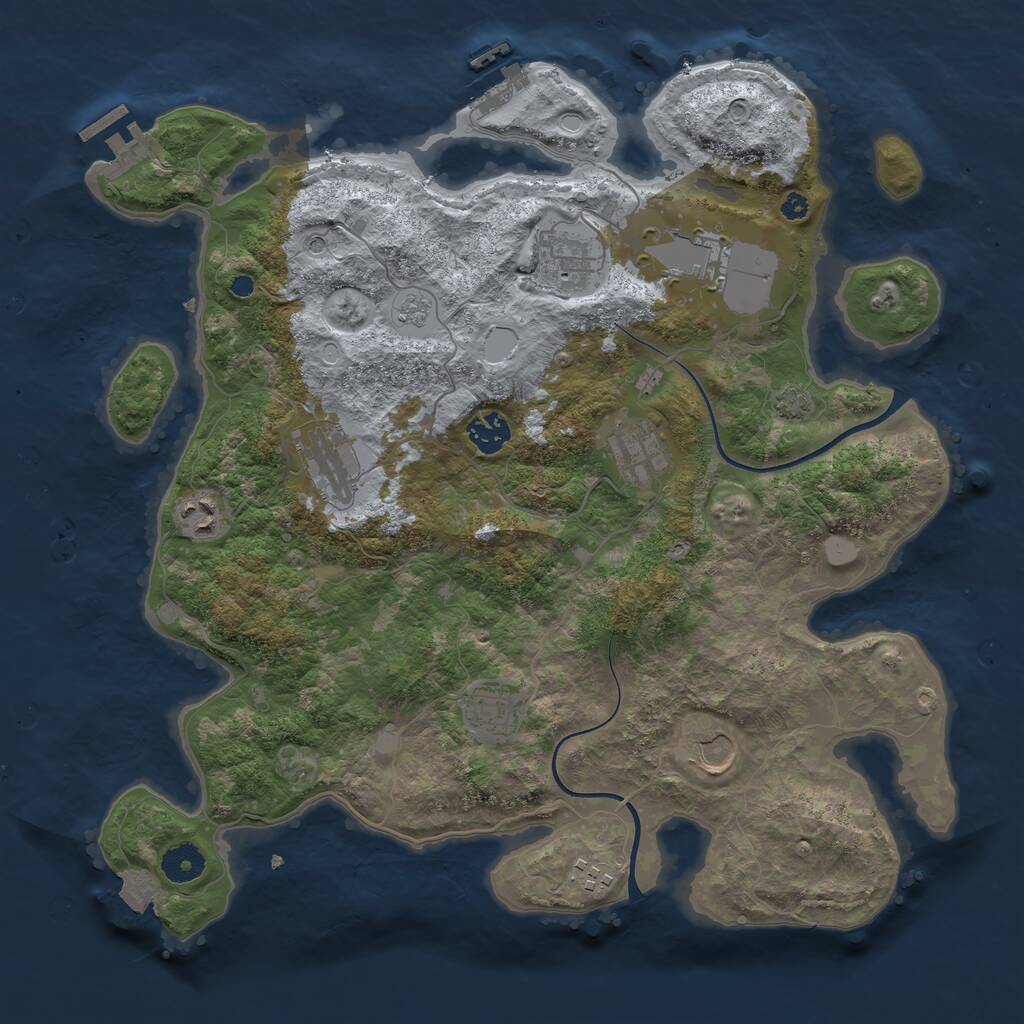 Rust Map: Procedural Map, Size: 3800, Seed: 56165441, 15 Monuments