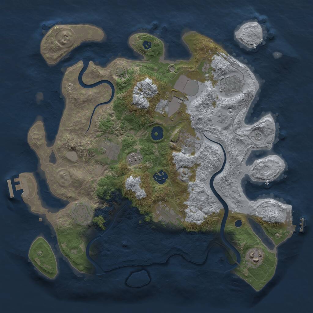 Rust Map: Procedural Map, Size: 3500, Seed: 2114444, 15 Monuments