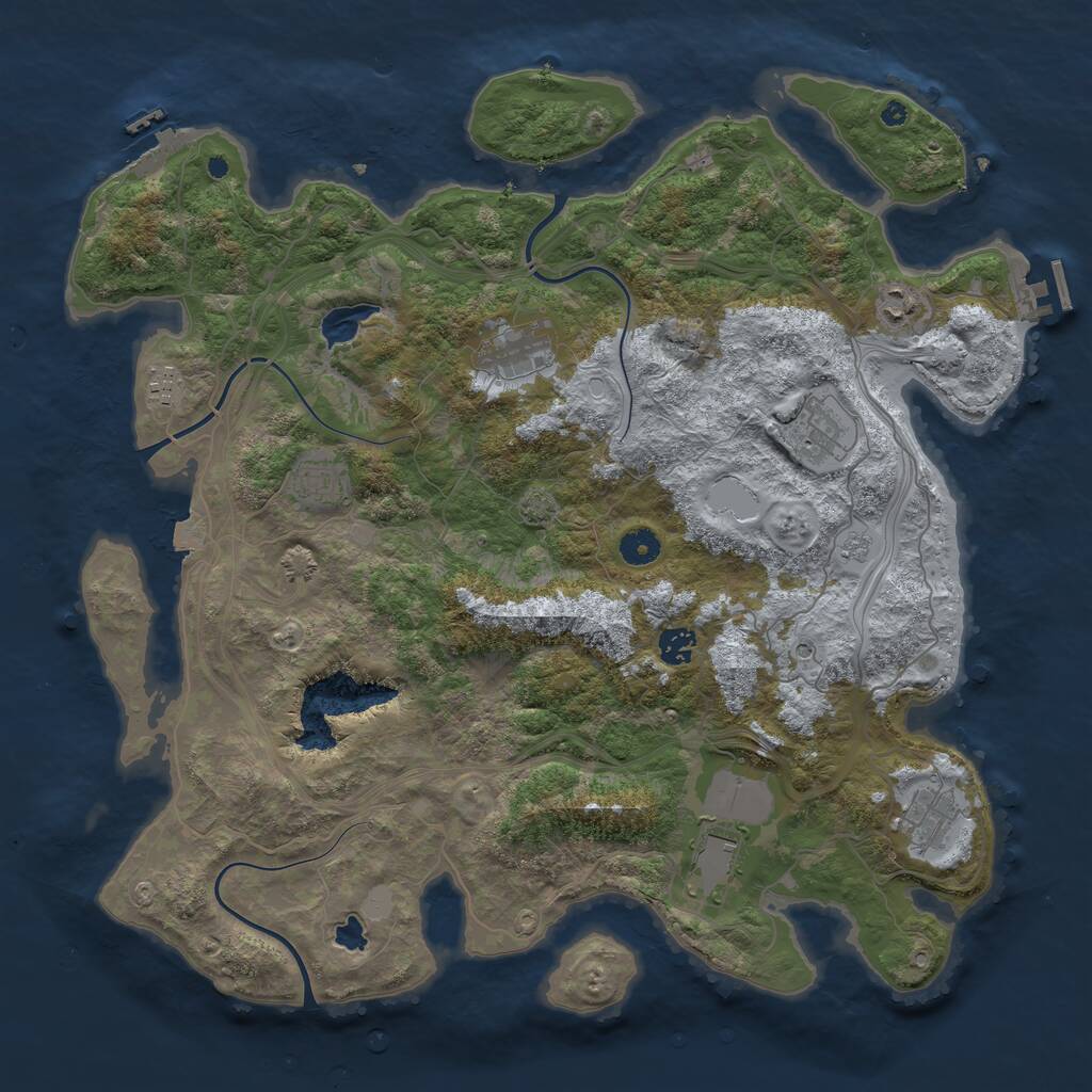 Rust Map: Procedural Map, Size: 4300, Seed: 718714765, 14 Monuments