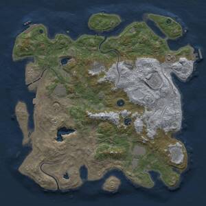 Thumbnail Rust Map: Procedural Map, Size: 4300, Seed: 718714765, 14 Monuments