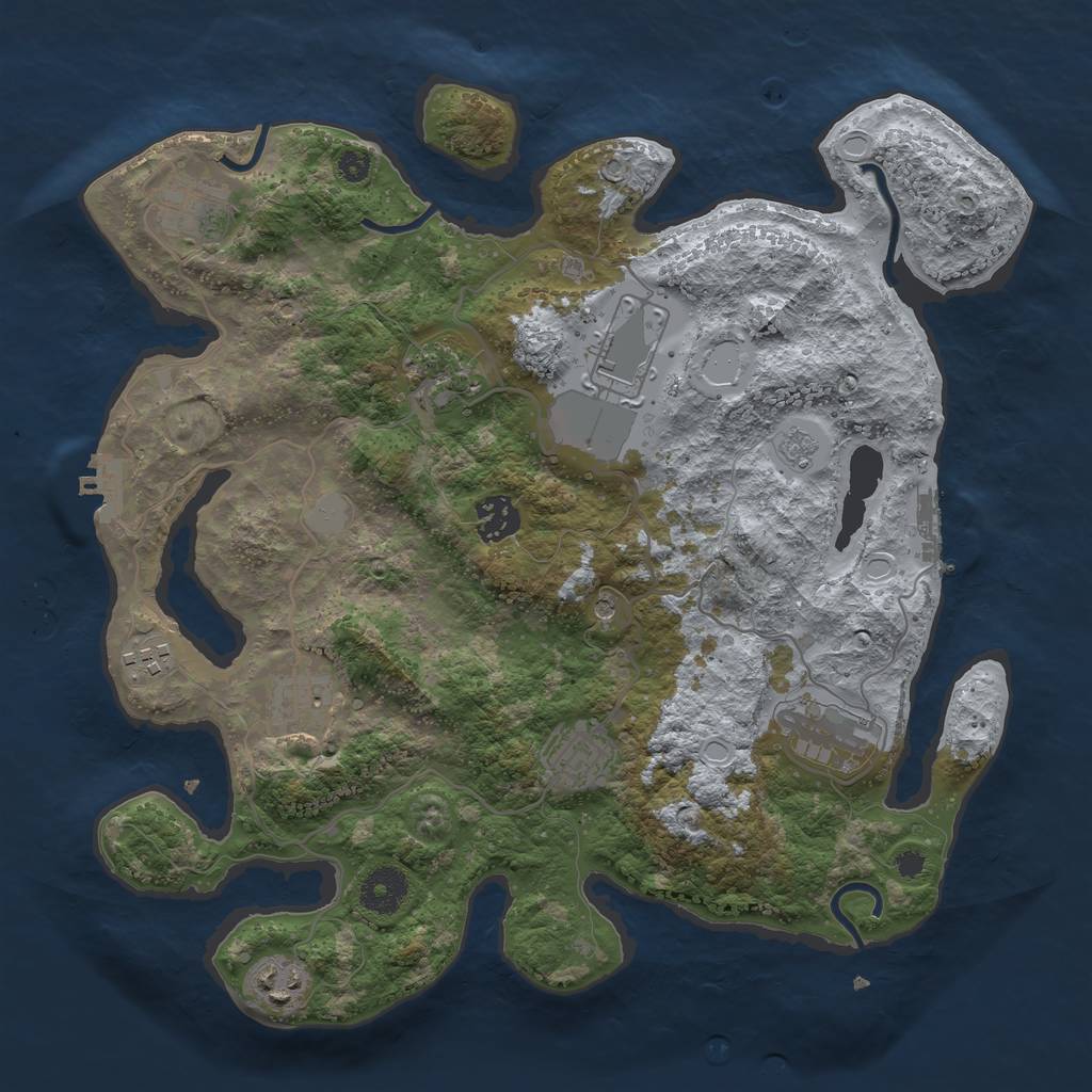 Rust Map: Procedural Map, Size: 3500, Seed: 1644815419, 16 Monuments