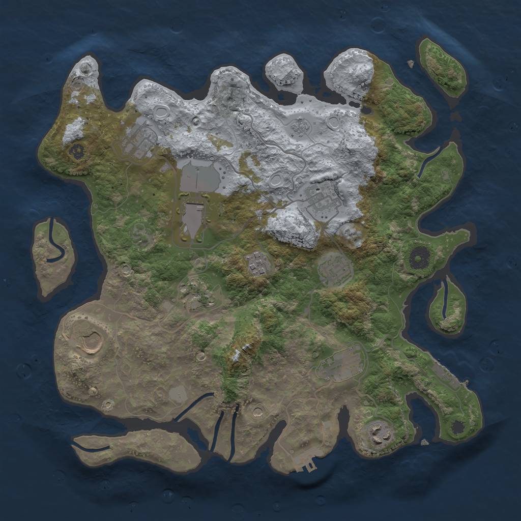Rust Map: Procedural Map, Size: 3500, Seed: 41987, 16 Monuments