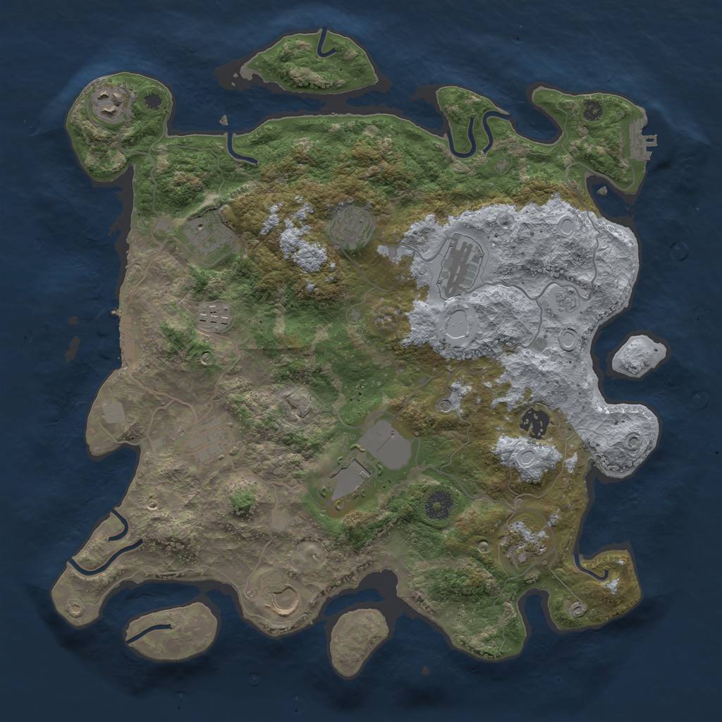 Rust Map: Procedural Map, Size: 3750, Seed: 22888, 17 Monuments