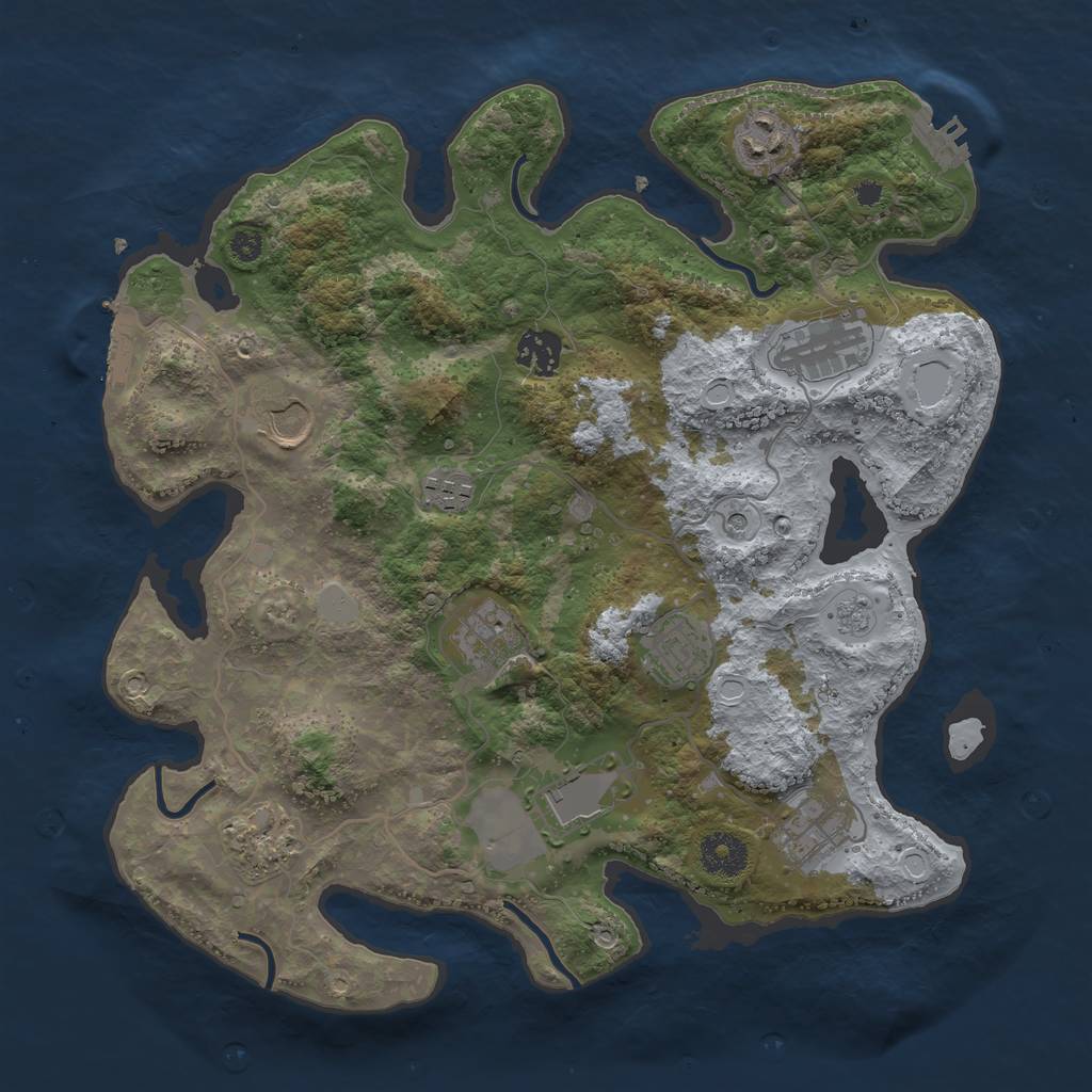 Rust Map: Procedural Map, Size: 3500, Seed: 1818023475, 17 Monuments