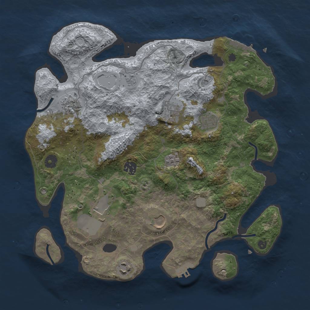 Rust Map: Procedural Map, Size: 3500, Seed: 16918, 15 Monuments