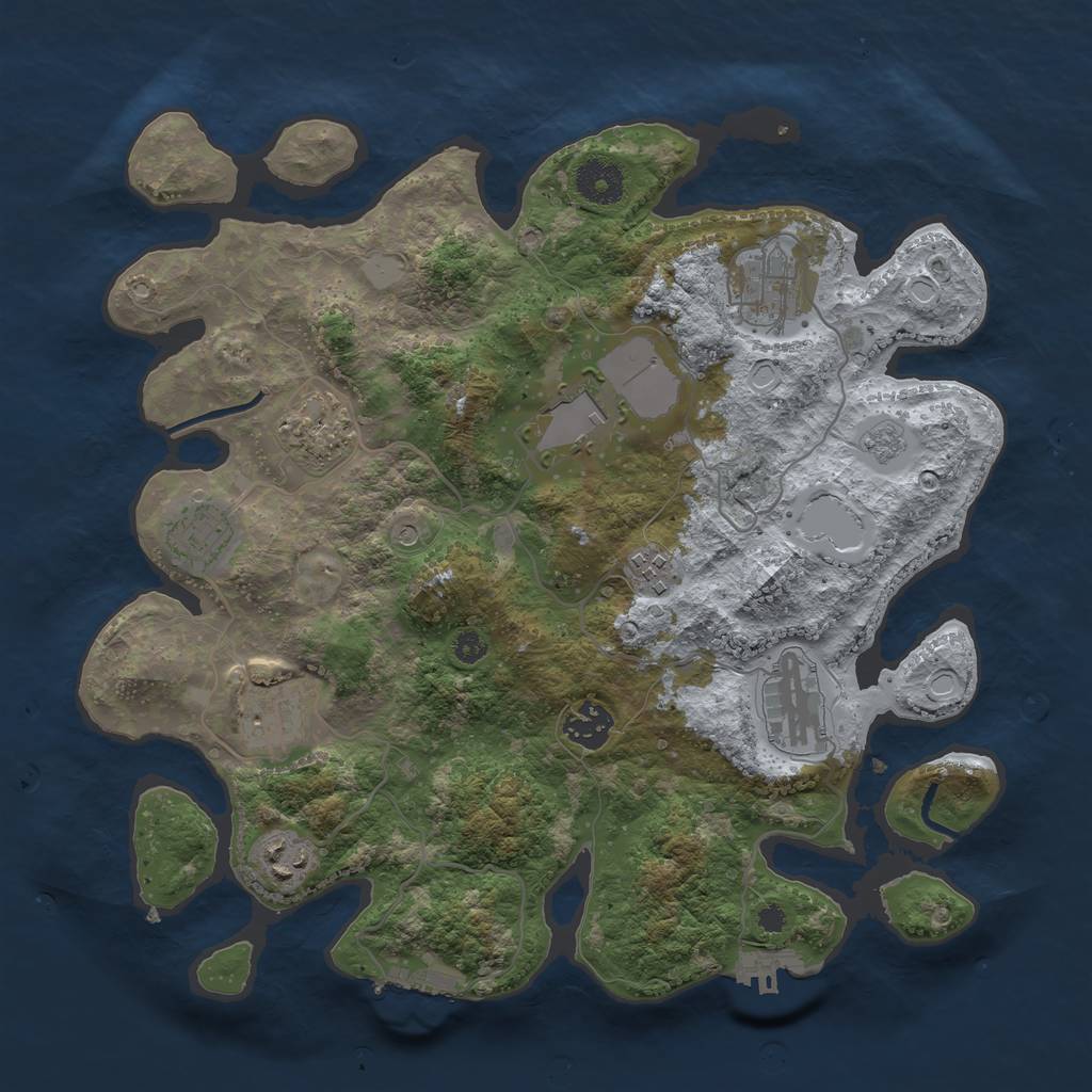 Rust Map: Procedural Map, Size: 3500, Seed: 51291565, 16 Monuments