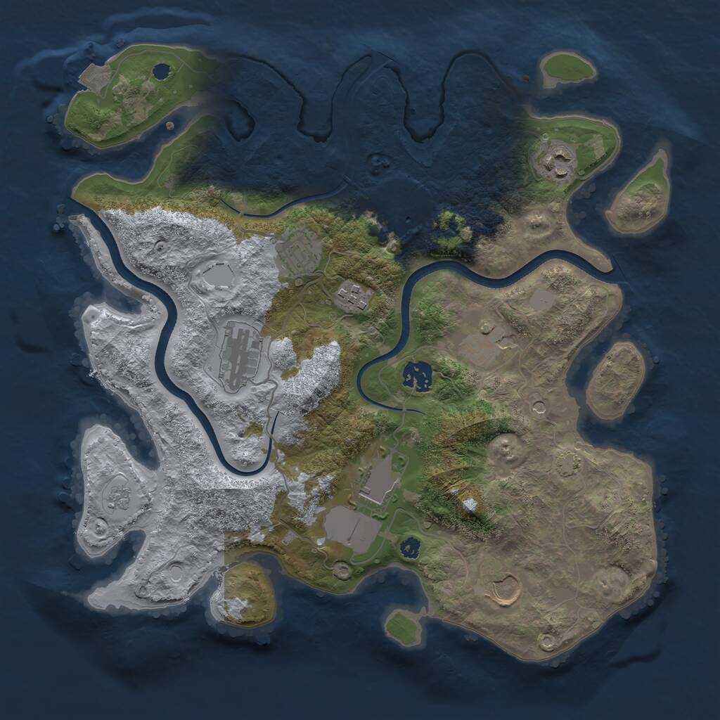 Rust Map: Procedural Map, Size: 3500, Seed: 77813620, 13 Monuments