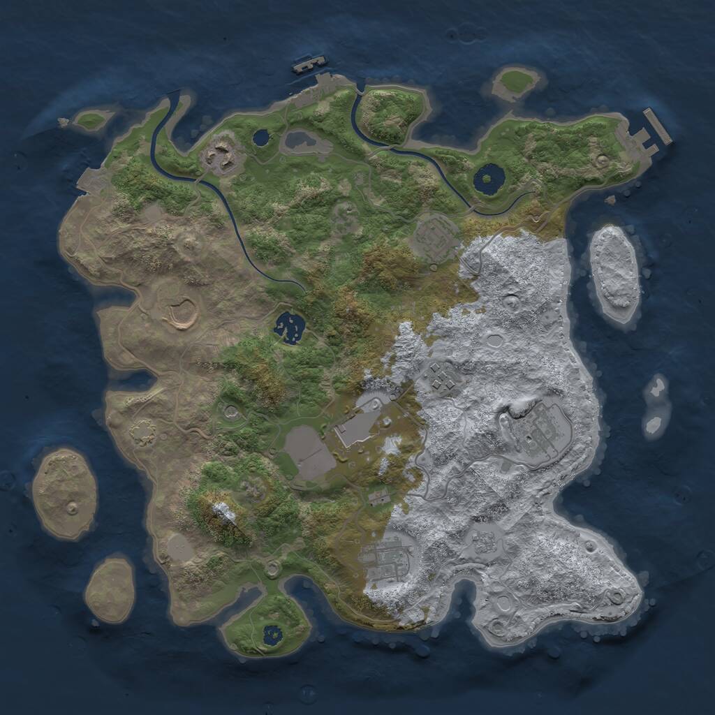 Rust Map: Procedural Map, Size: 3500, Seed: 1486730845, 14 Monuments