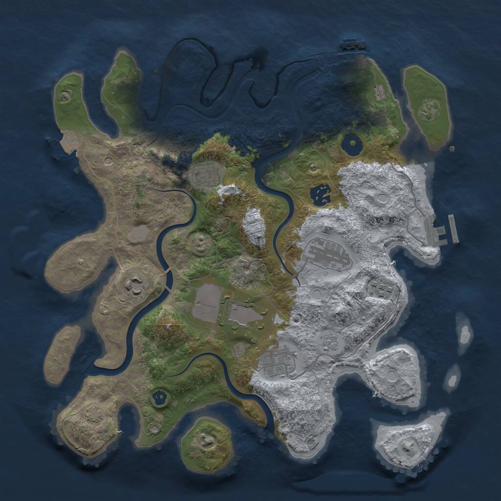 Rust Map: Procedural Map, Size: 3500, Seed: 57041300, 13 Monuments