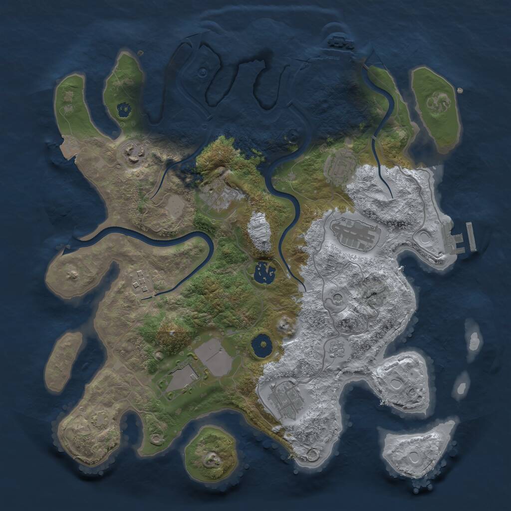 Rust Map: Procedural Map, Size: 3500, Seed: 57041300, 14 Monuments