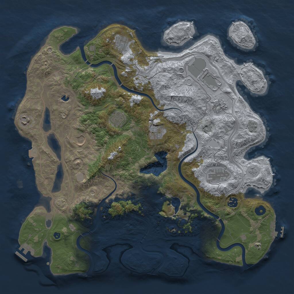 Rust Map: Procedural Map, Size: 4250, Seed: 671694442, 16 Monuments