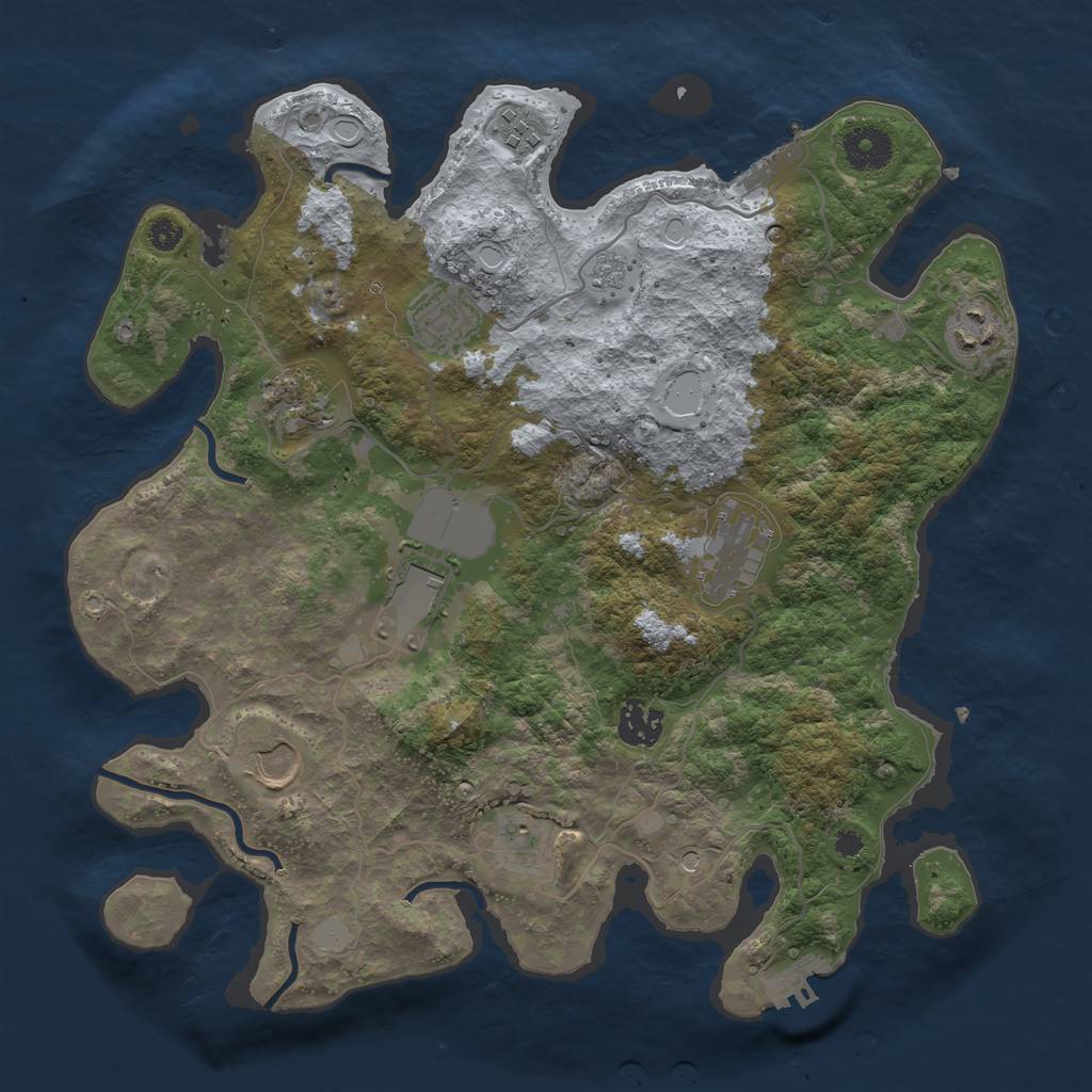 Rust Map: Procedural Map, Size: 3500, Seed: 736062933, 16 Monuments