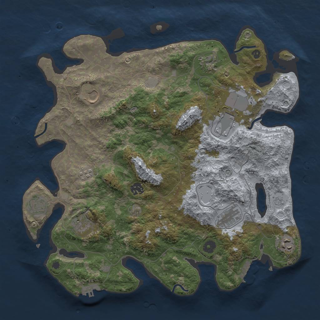 Rust Map: Procedural Map, Size: 3800, Seed: 914758, 16 Monuments