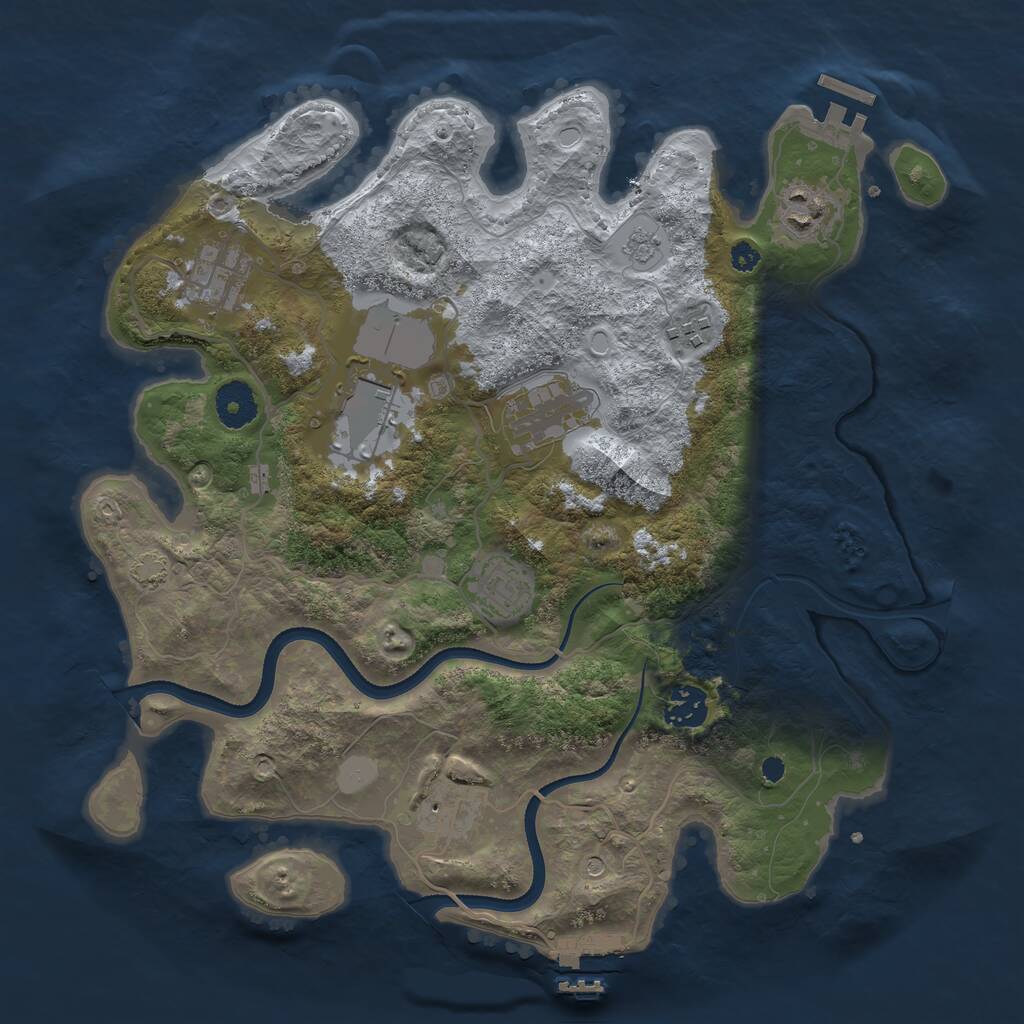 Rust Map: Procedural Map, Size: 3500, Seed: 2084895873, 14 Monuments