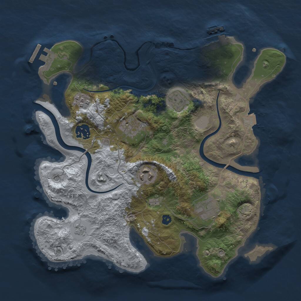 Rust Map: Procedural Map, Size: 3000, Seed: 497638163, 12 Monuments