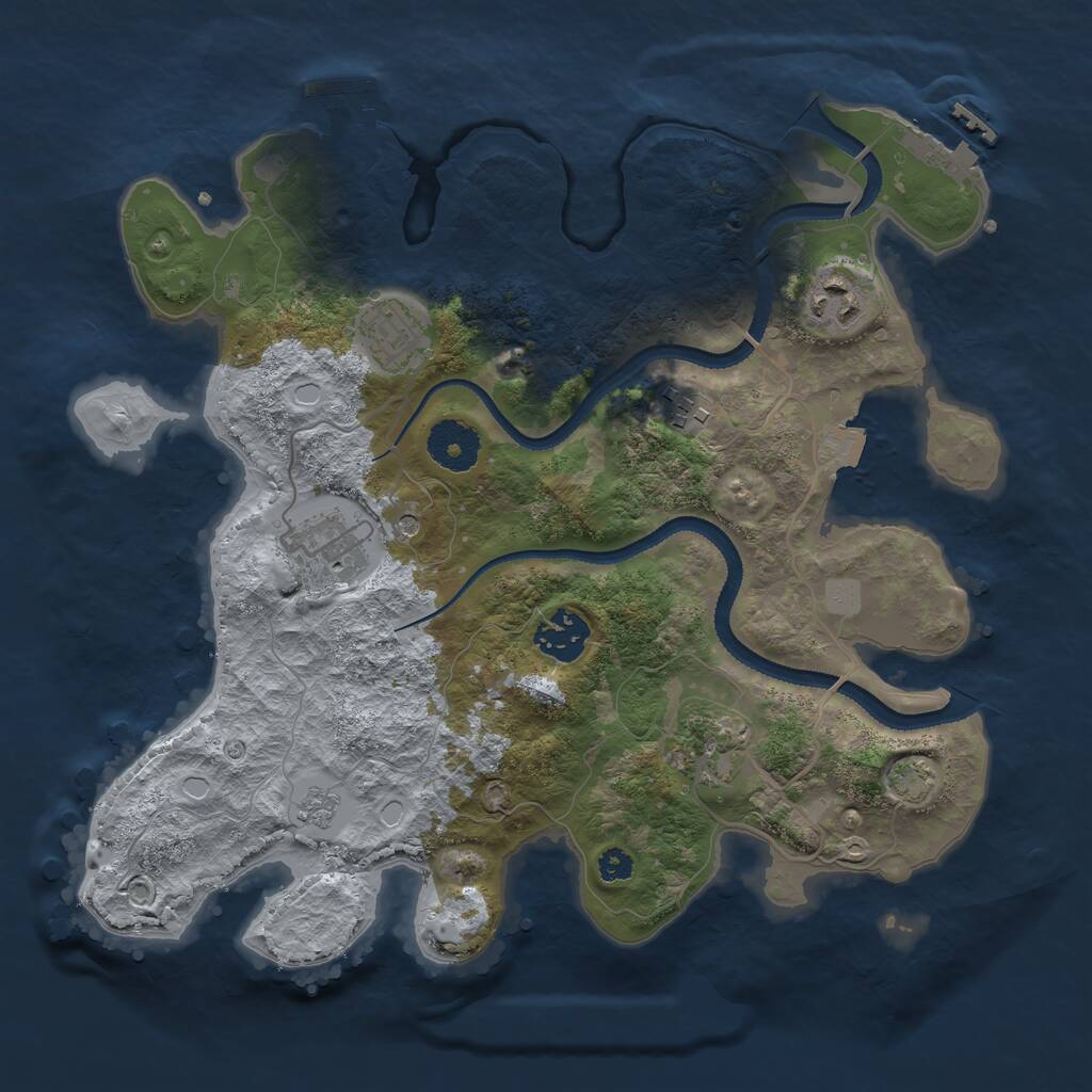 Rust Map: Procedural Map, Size: 3200, Seed: 1385195488, 12 Monuments