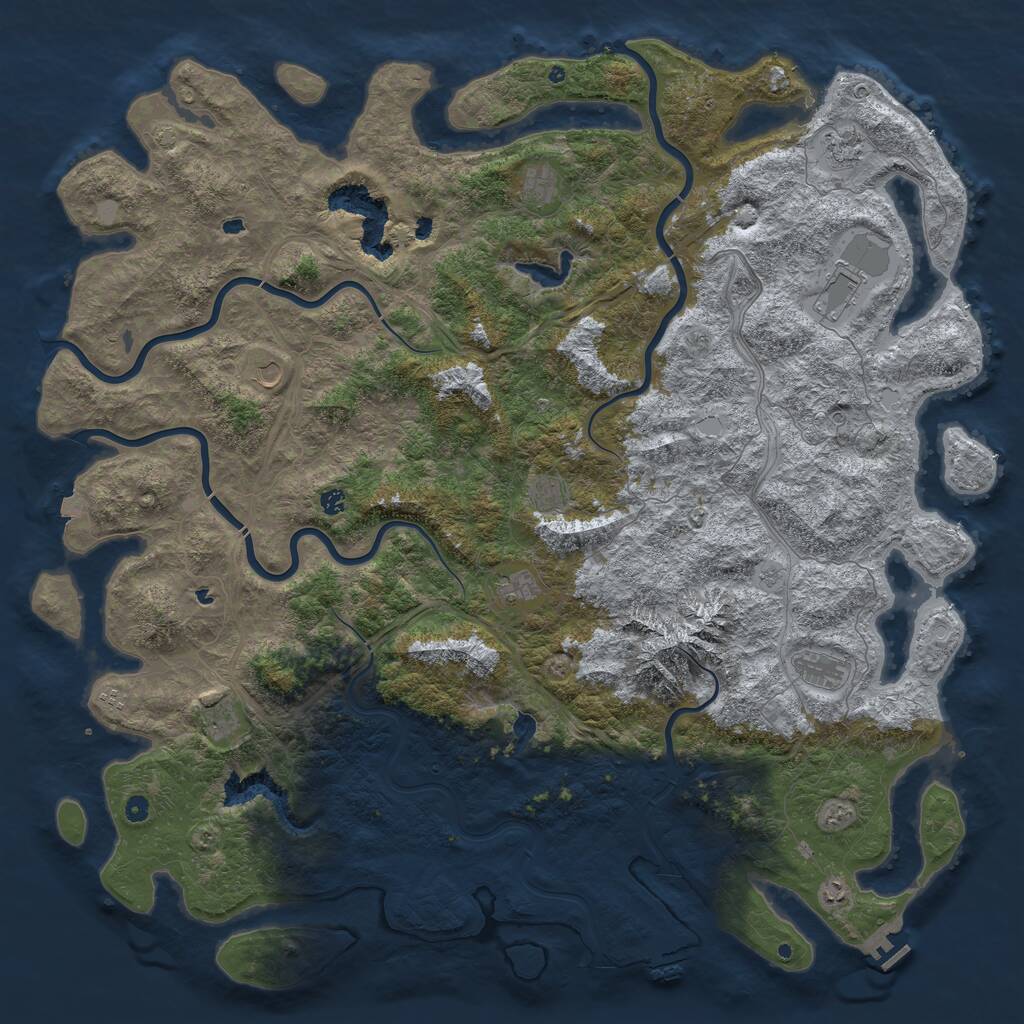 Rust Map: Procedural Map, Size: 6000, Seed: 700895759, 17 Monuments