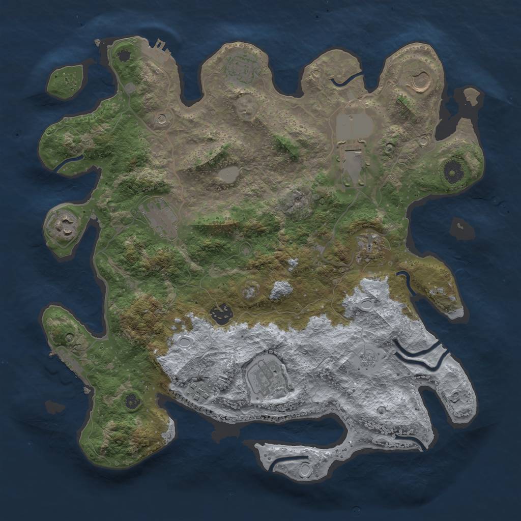 Rust Map: Procedural Map, Size: 3700, Seed: 1172193051, 16 Monuments