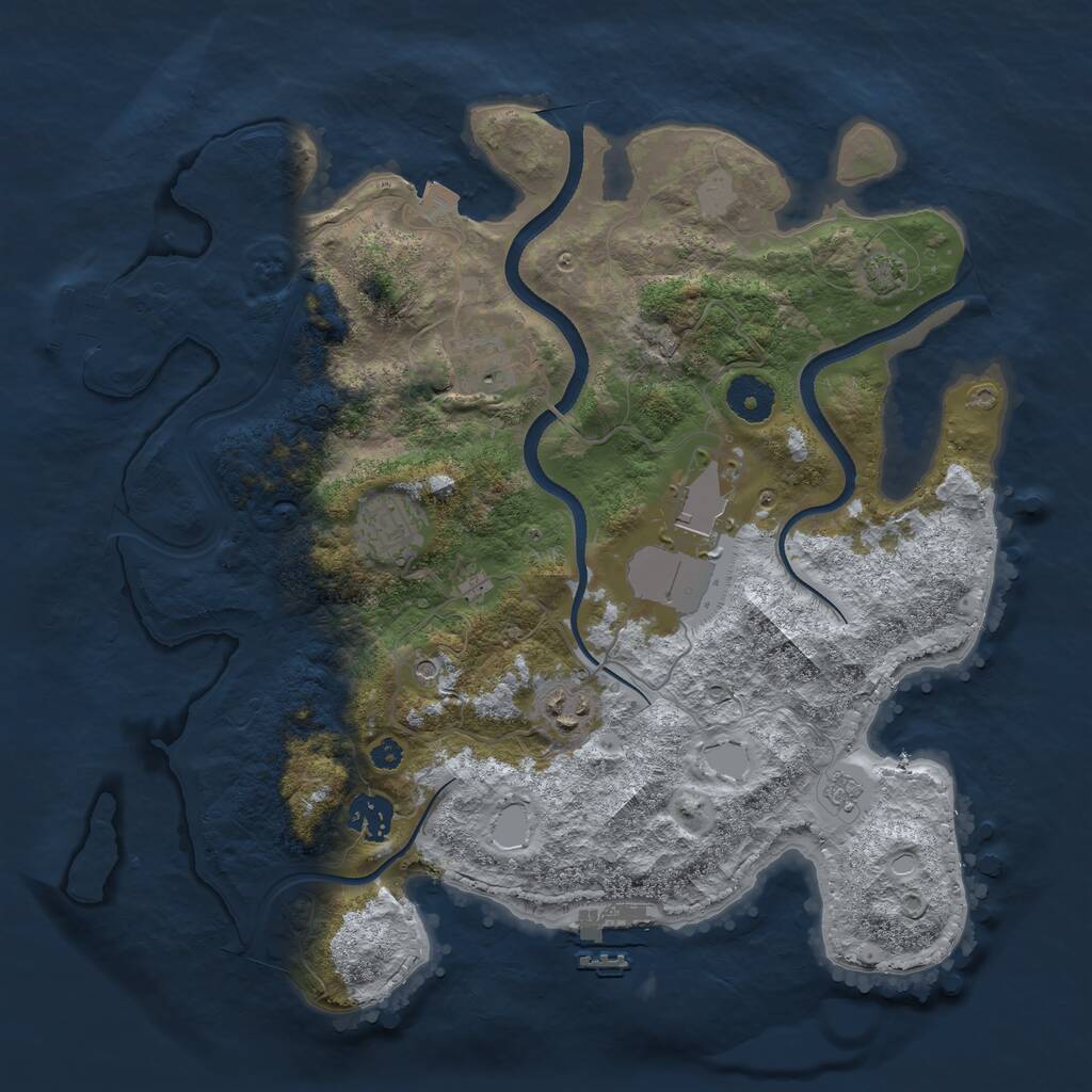 Rust Map: Procedural Map, Size: 3500, Seed: 85042934, 11 Monuments