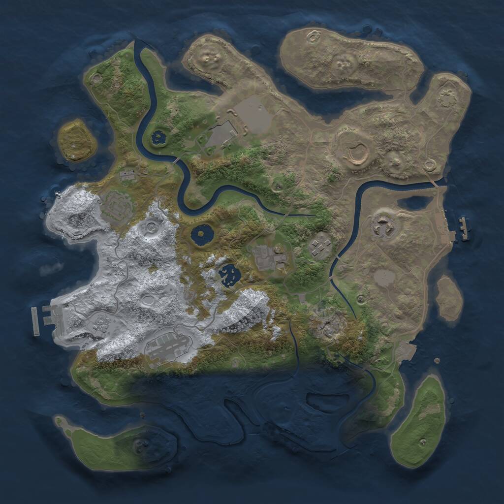 Rust Map: Procedural Map, Size: 3500, Seed: 1934380, 14 Monuments
