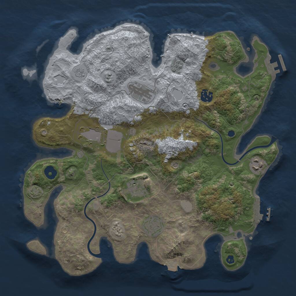 Rust Map: Procedural Map, Size: 3500, Seed: 2041863026, 13 Monuments