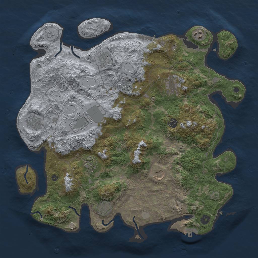 Rust Map: Procedural Map, Size: 4000, Seed: 638156547, 17 Monuments
