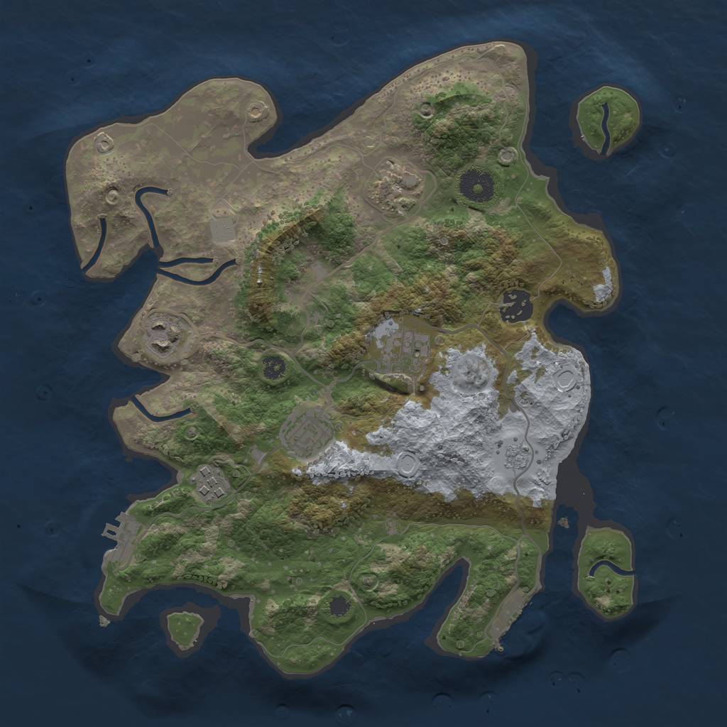 Rust Map: Procedural Map, Size: 3200, Seed: 1082663854, 12 Monuments