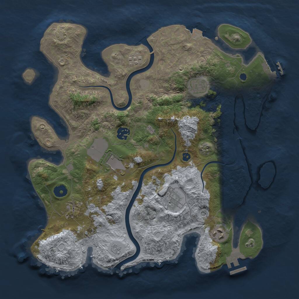 Rust Map: Procedural Map, Size: 3500, Seed: 6839781, 13 Monuments