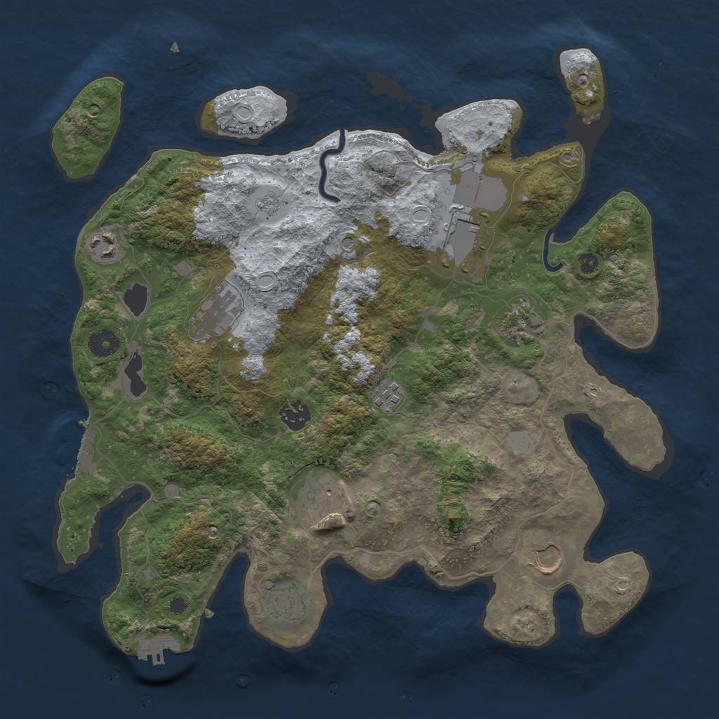 Rust Map: Procedural Map, Size: 3700, Seed: 188848924, 16 Monuments