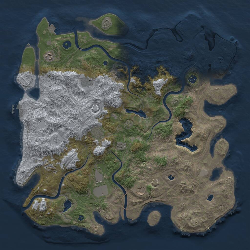 Rust Map: Procedural Map, Size: 4500, Seed: 87197590, 14 Monuments
