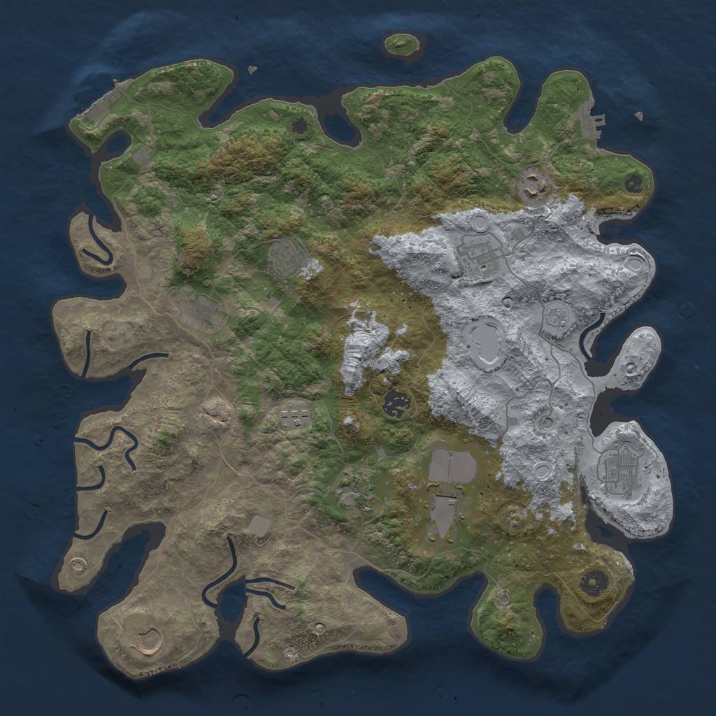 Rust Map: Procedural Map, Size: 3979, Seed: 100000, 17 Monuments