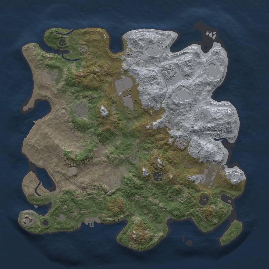 Rust Map: Procedural Map, Size: 3900, Seed: 458947, 16 Monuments