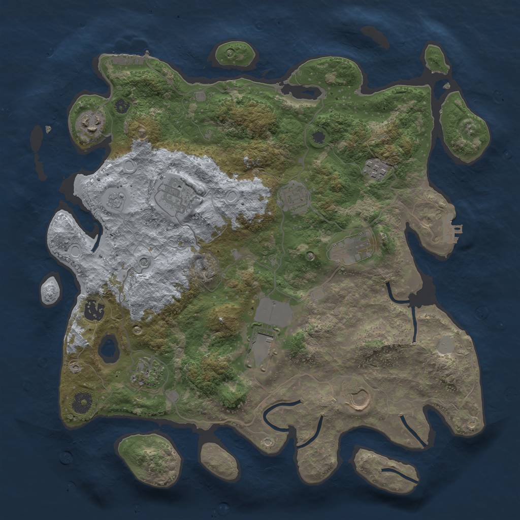 Rust Map: Procedural Map, Size: 3700, Seed: 961790, 16 Monuments