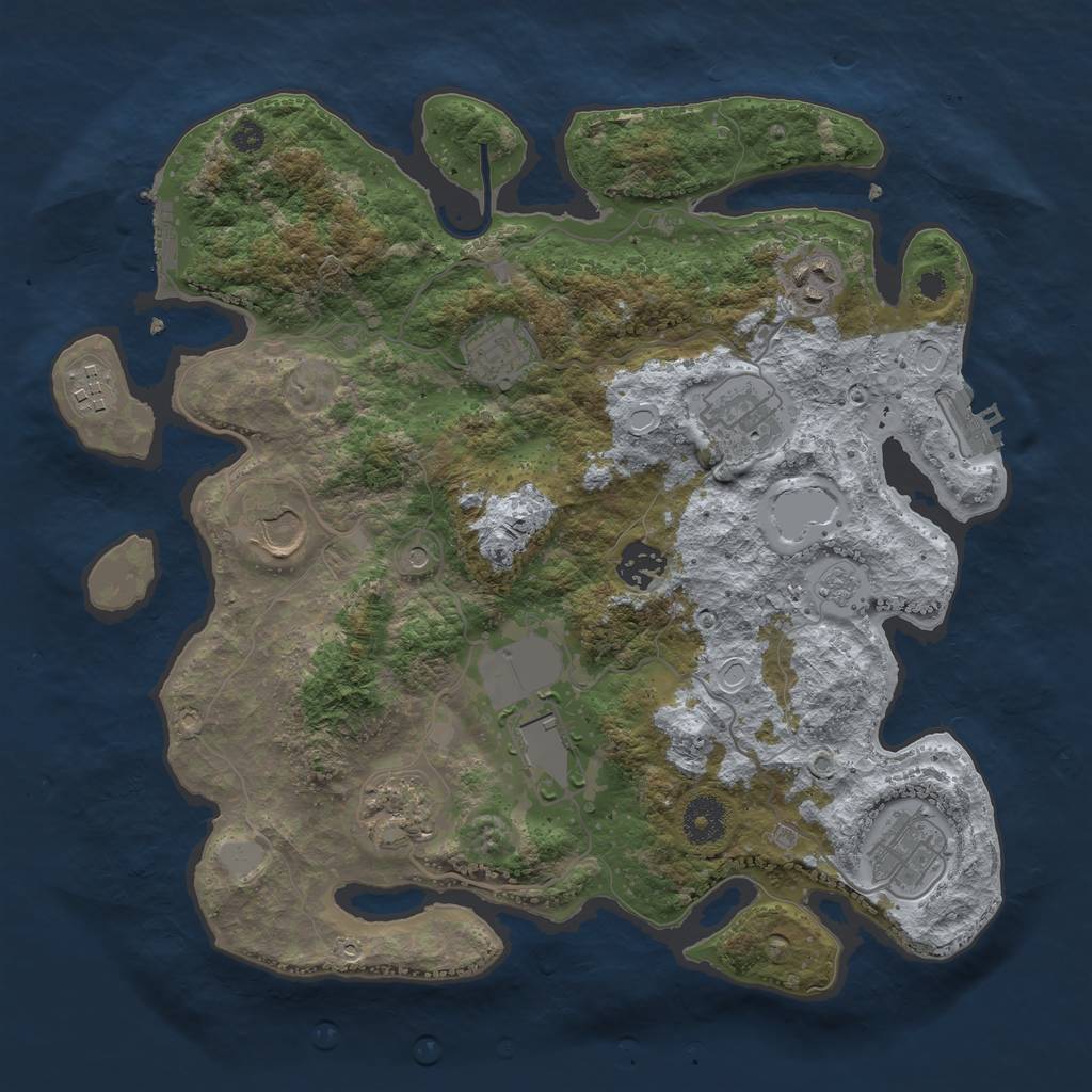 Rust Map: Procedural Map, Size: 3500, Seed: 43778666, 16 Monuments