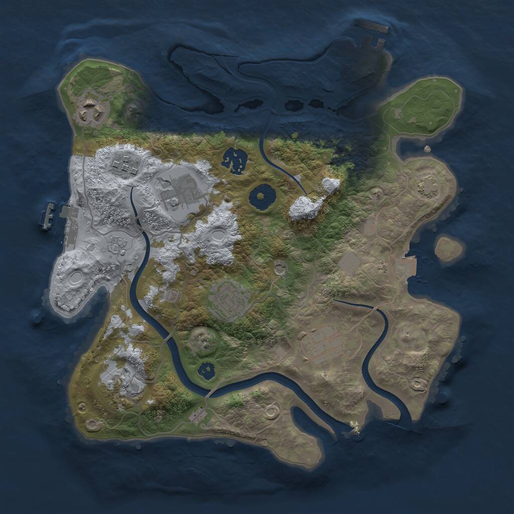 Rust Map: Procedural Map, Size: 3000, Seed: 87197590, 13 Monuments