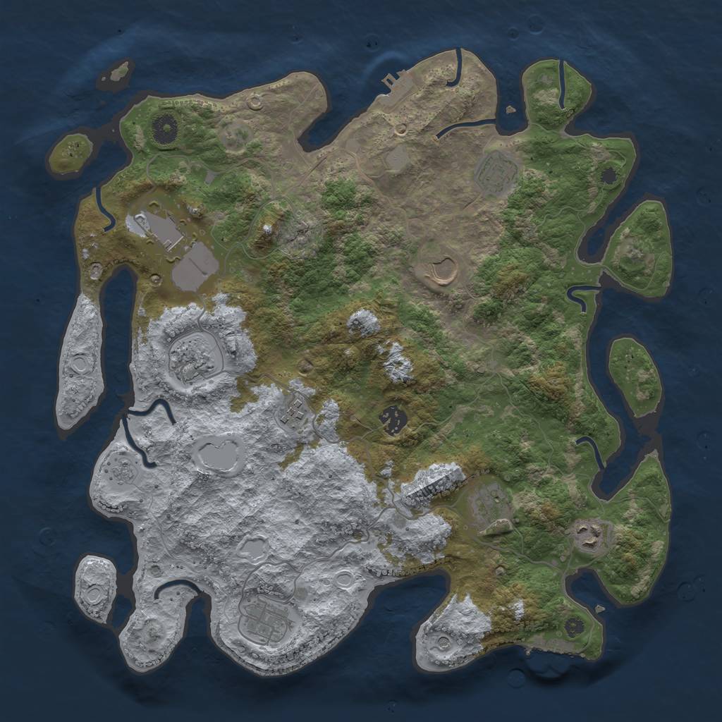 Rust Map: Procedural Map, Size: 3900, Seed: 51000, 16 Monuments