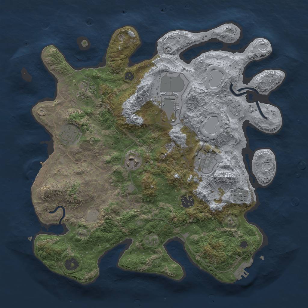 Rust Map: Procedural Map, Size: 3500, Seed: 83302328, 14 Monuments