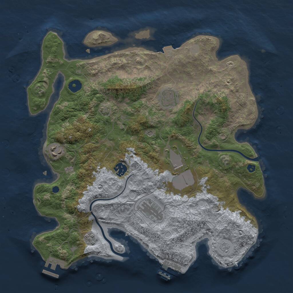 Rust Map: Procedural Map, Size: 3500, Seed: 62523583, 12 Monuments