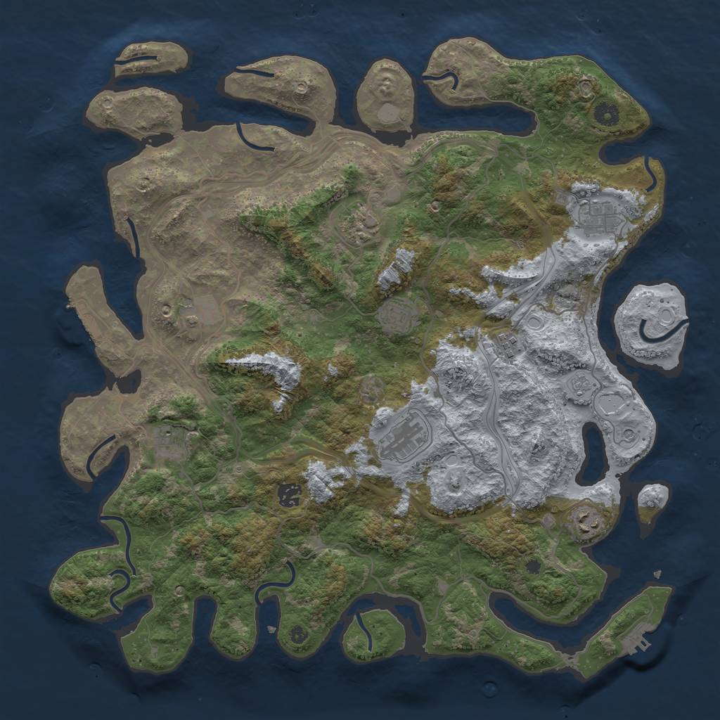 Rust Map: Procedural Map, Size: 4300, Seed: 121297, 16 Monuments