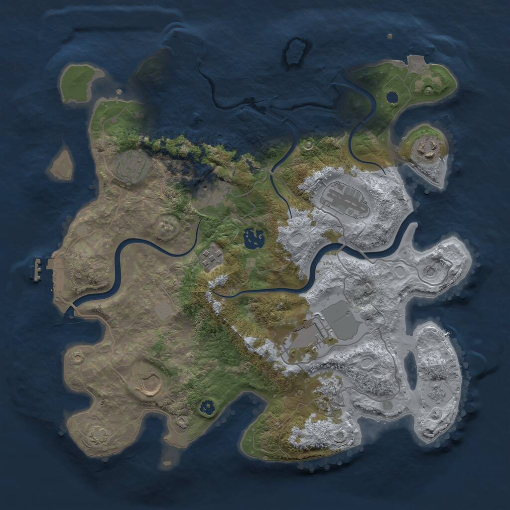 Rust Map: Procedural Map, Size: 3500, Seed: 750768, 15 Monuments