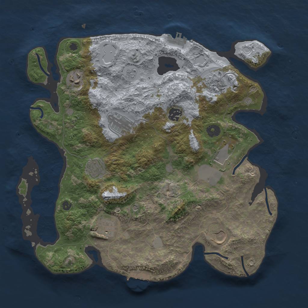 Rust Map: Procedural Map, Size: 3500, Seed: 1818330253, 15 Monuments