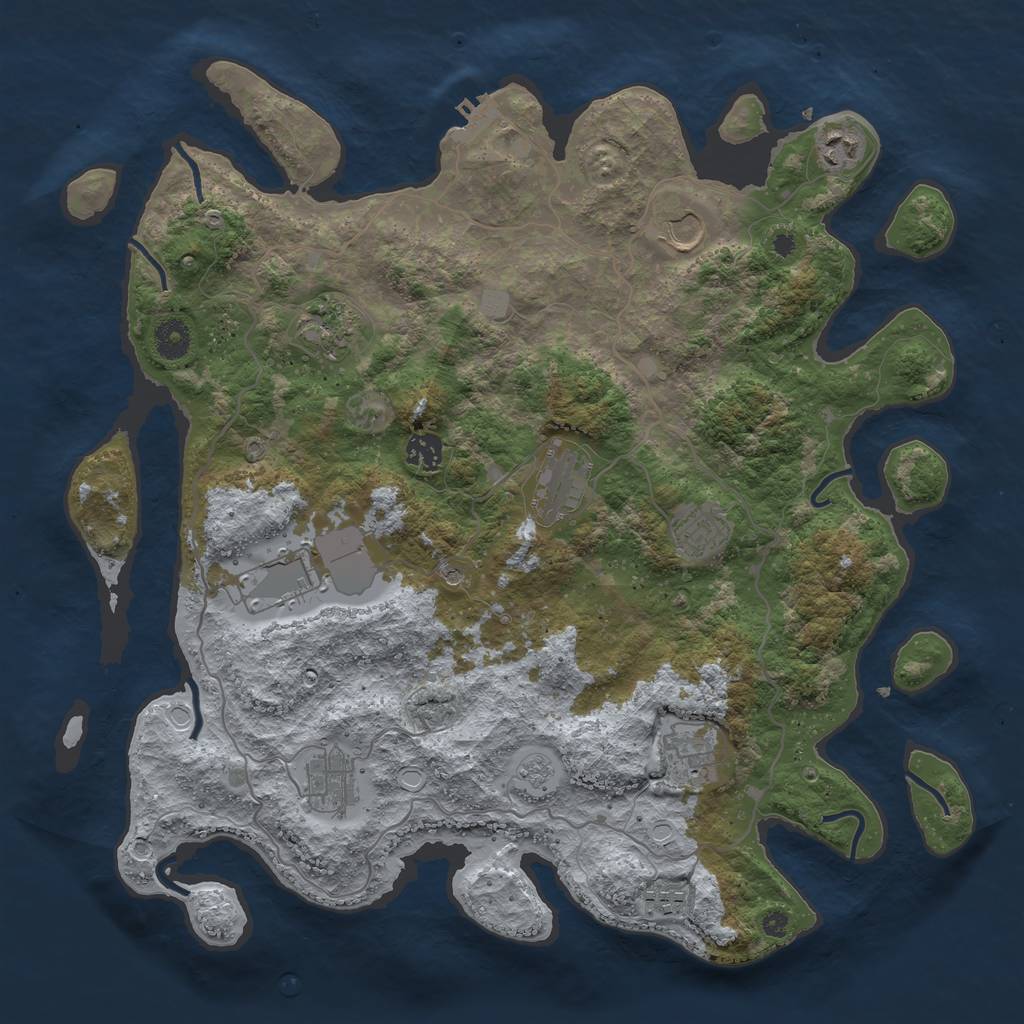 Rust Map: Procedural Map, Size: 4000, Seed: 221092, 16 Monuments