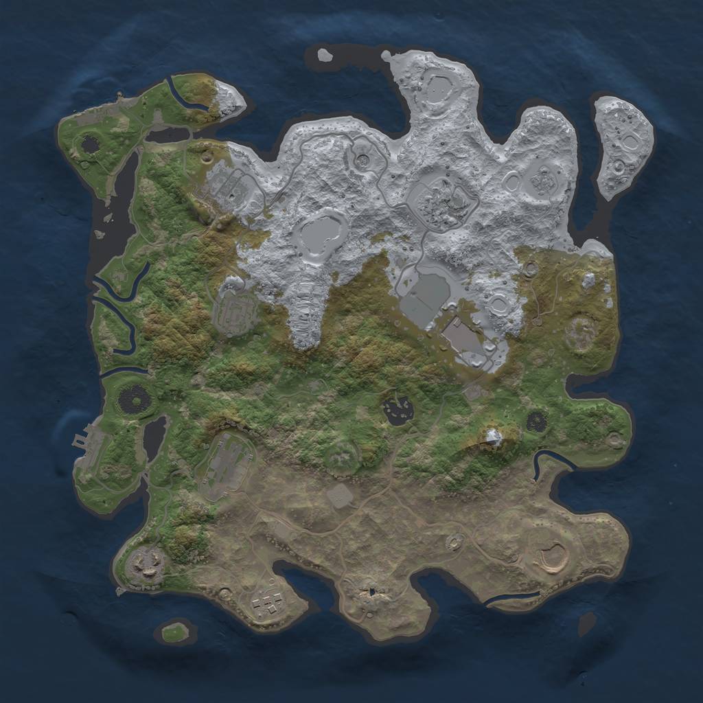 Rust Map: Procedural Map, Size: 3500, Seed: 519464, 16 Monuments