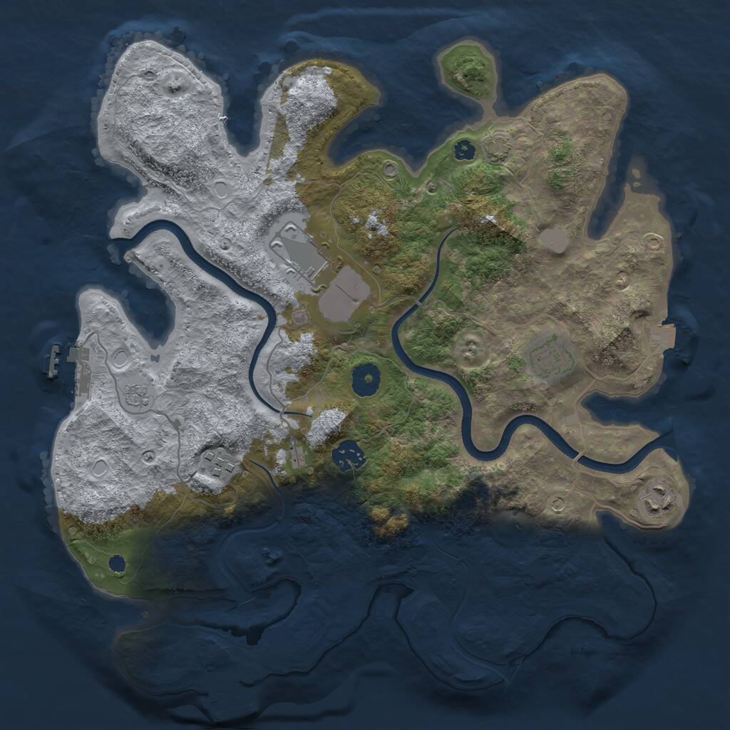 Rust Map: Procedural Map, Size: 3500, Seed: 583798291, 11 Monuments