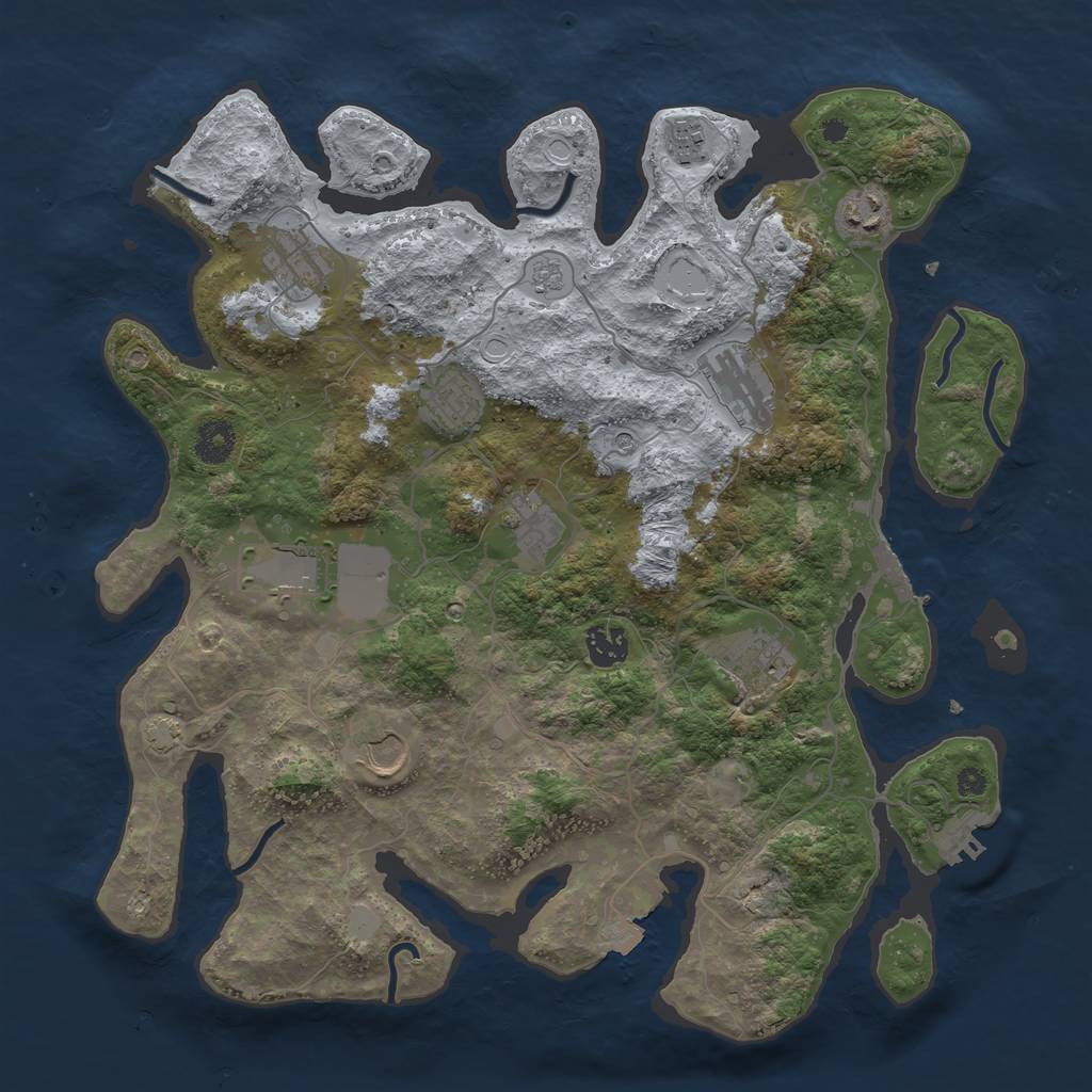 Rust Map: Procedural Map, Size: 3800, Seed: 233, 18 Monuments