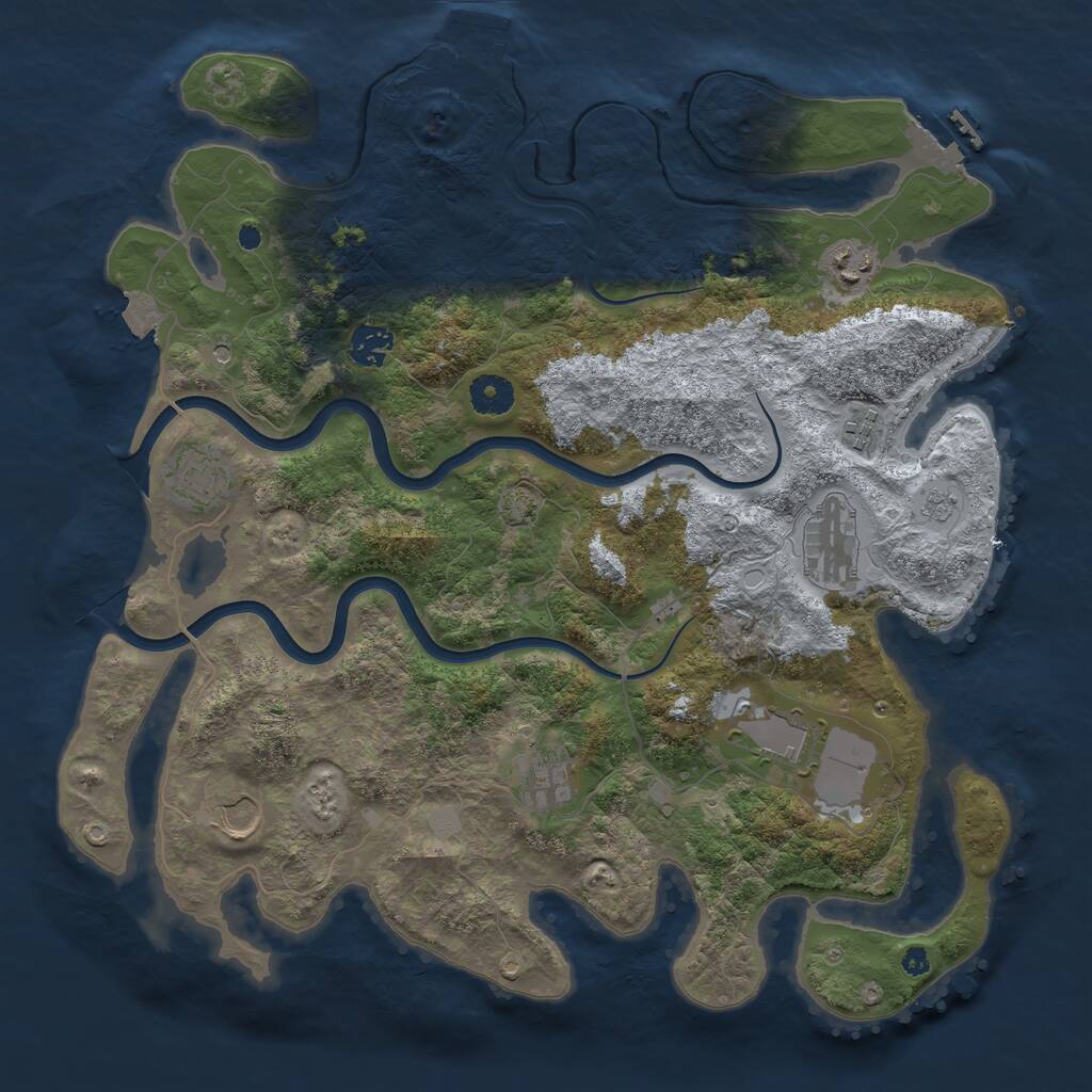 Rust Map: Procedural Map, Size: 3850, Seed: 7780926, 14 Monuments