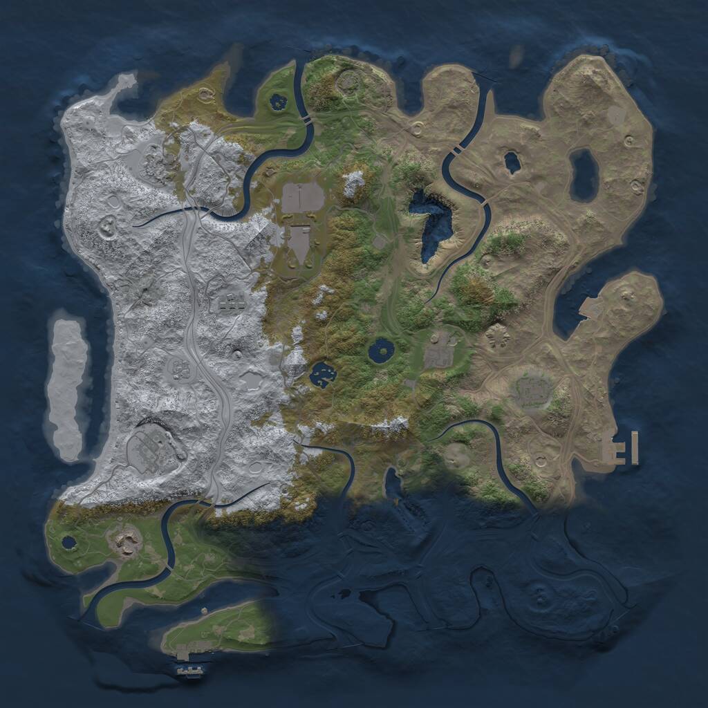 Rust Map: Procedural Map, Size: 4250, Seed: 106011827, 14 Monuments