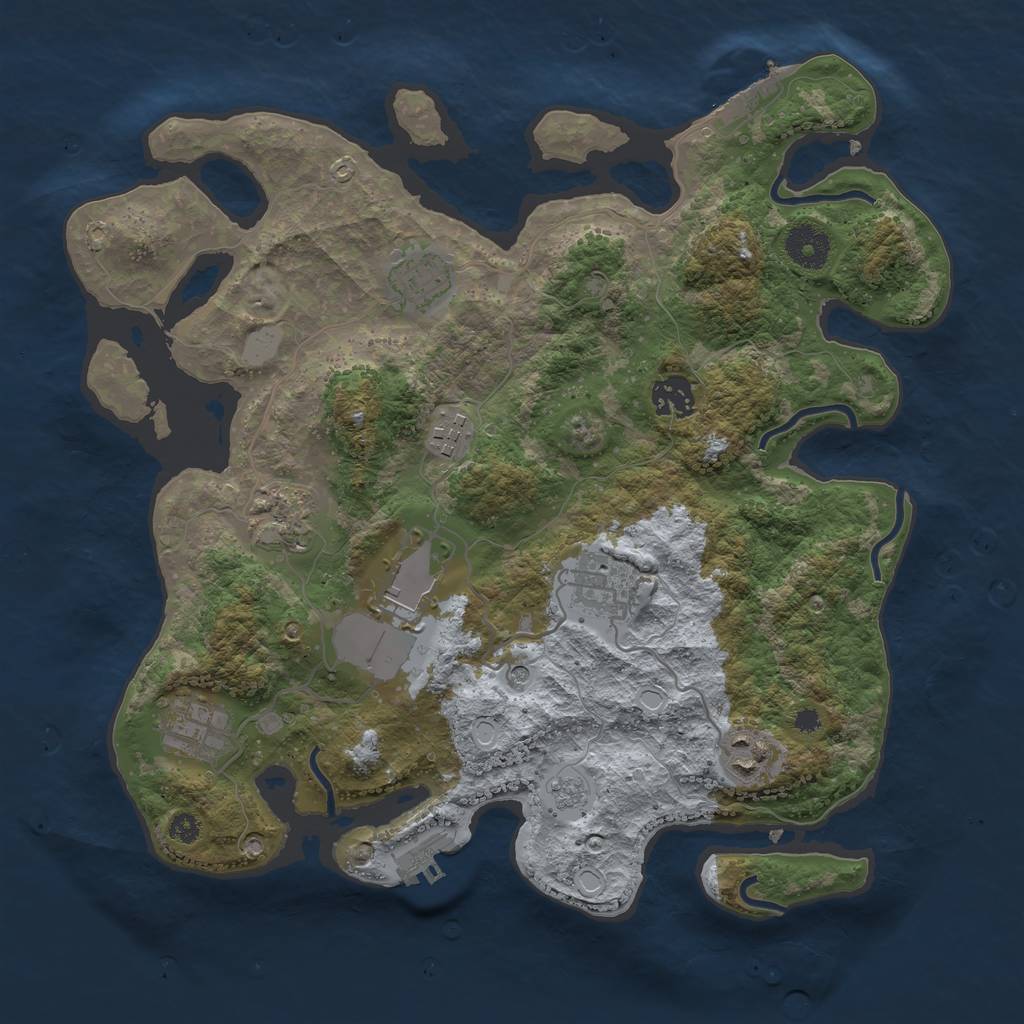 Rust Map: Procedural Map, Size: 3500, Seed: 36259343, 15 Monuments