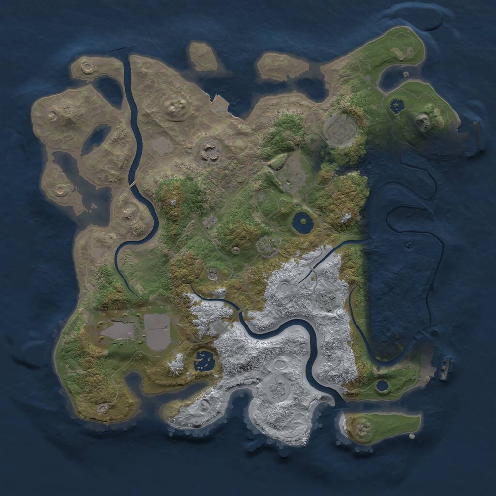 Rust Map: Procedural Map, Size: 3500, Seed: 36259343, 12 Monuments
